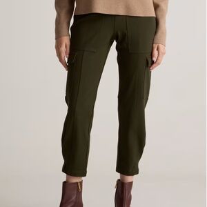 Quince Ultra Stretch Ponte Tapered Cargo Pants Olive Green Women's Size Large